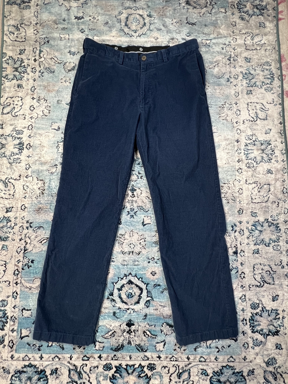 Haggar Navy Corduroy Straight-Leg Pants